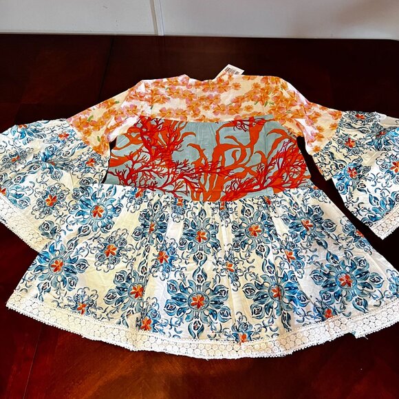 Modaposa Womens Floral & Abstract Print Tunic Top With Bell Sleeves - Picture 8 of 8